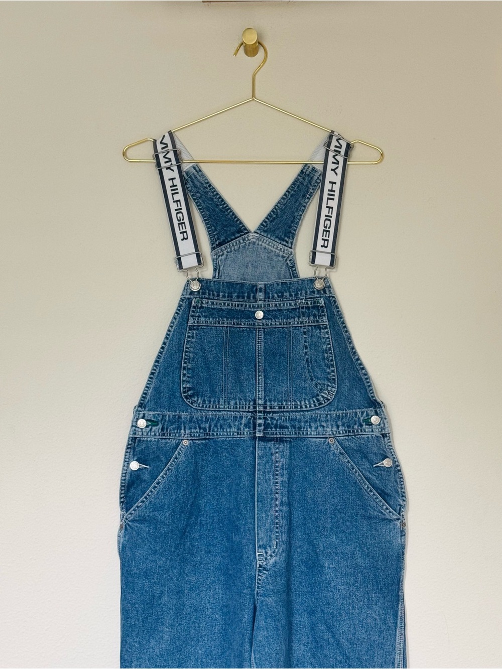 Tommy Hilfiger Blue Denim Overalls with Branded Straps - Picture 2 of 11